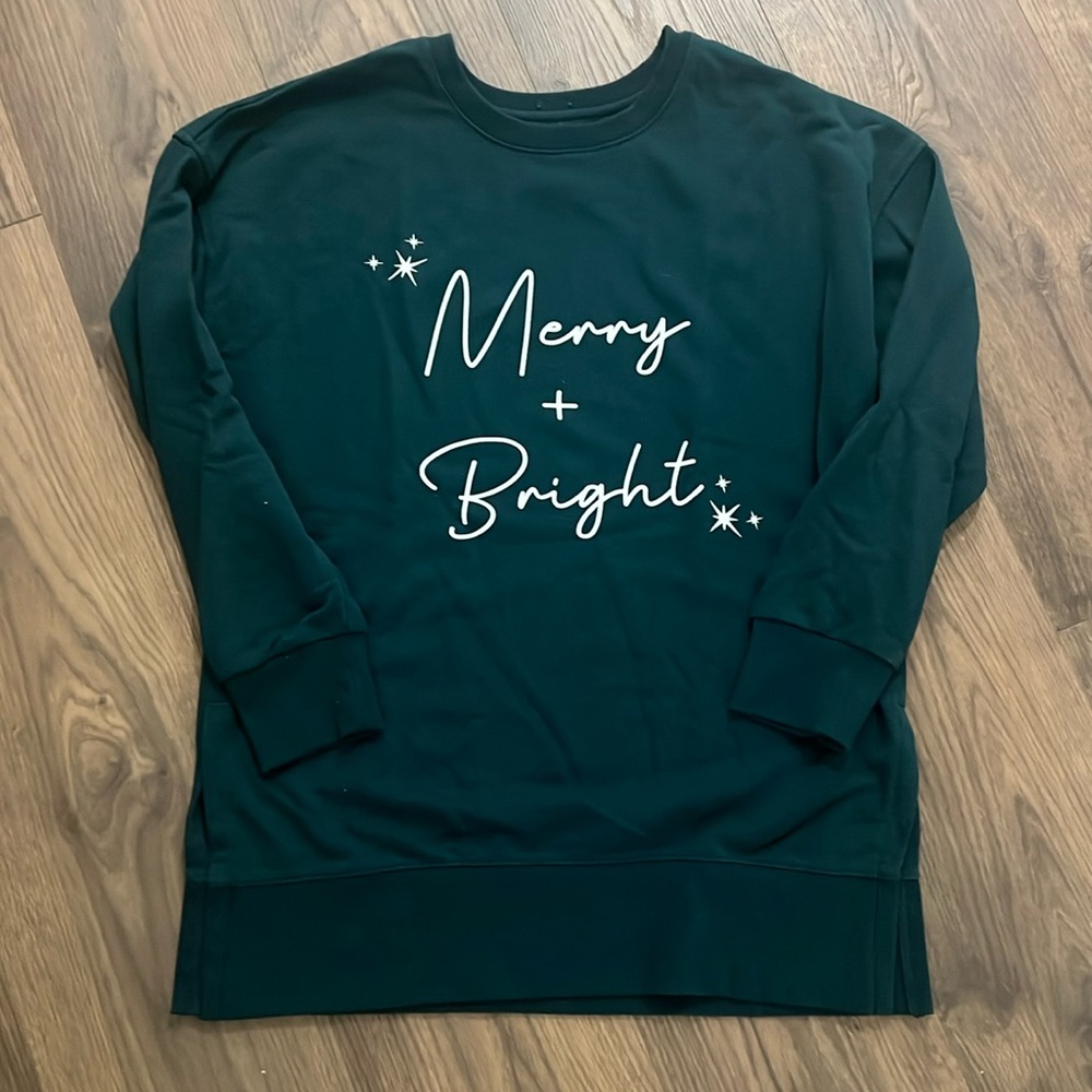 Ellen Tracy Green 'Merry + Bright' Crewneck Sweatshirt